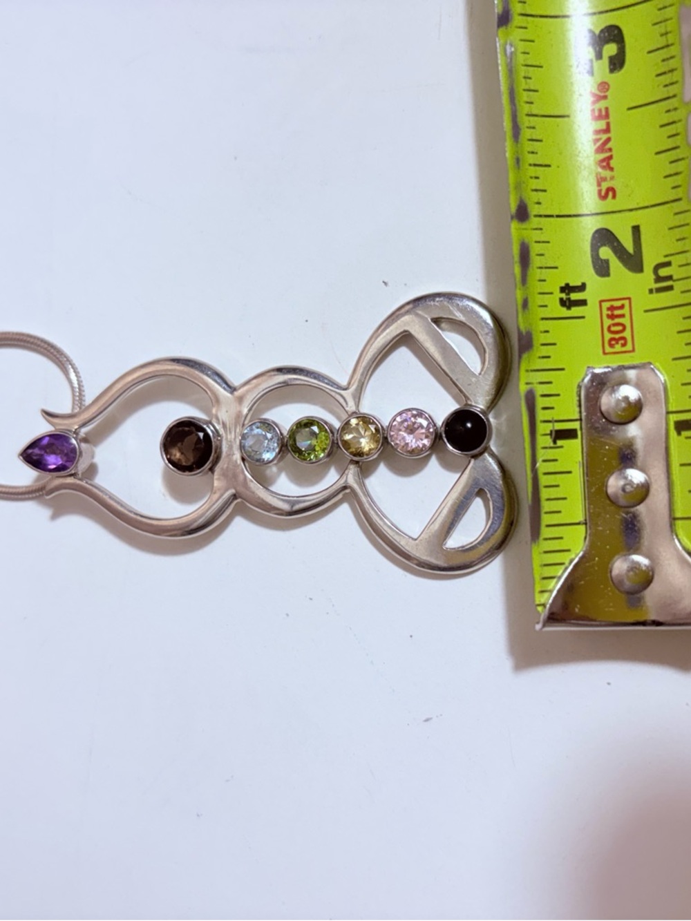 Sterling Multi-Gemstone Pendant Necklace - Purple & Multi-Color - Picture 4 of 7